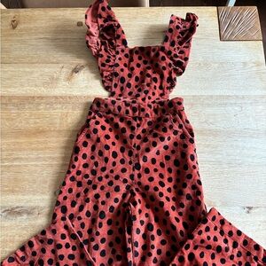 Hanna Andersson Corduroy Spotted Overalls Girls Size 6-7